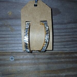 Elegant Gold and Gemstone Hoop Earrings